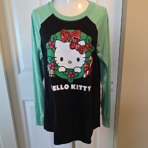 NWT Hello Kitty X TORRID Christmas Classic Fit Cotton Raglan Long Sleeve Tee